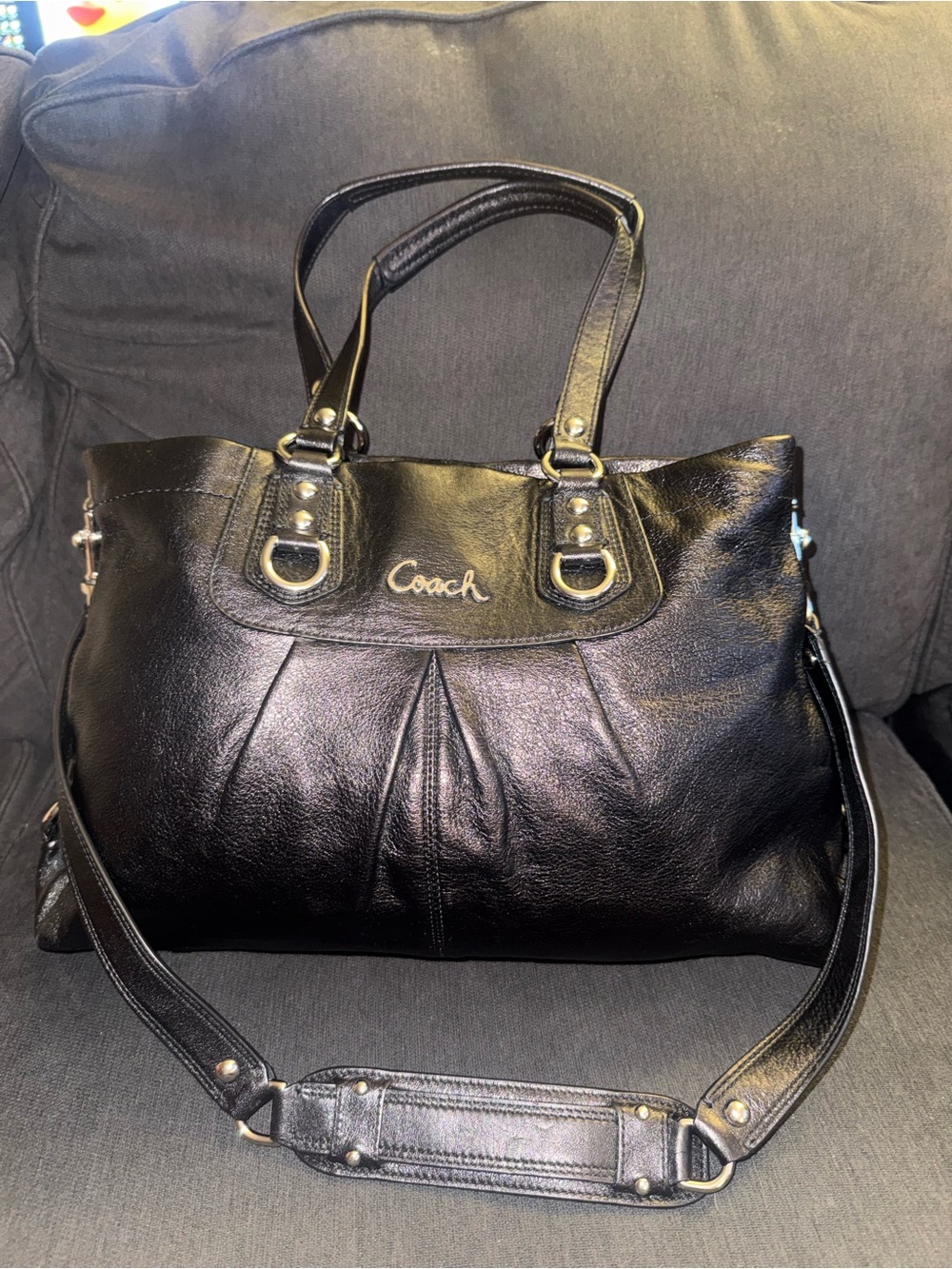 Coach Ashley Leather Large Satchel Carryall with Removable Strap F15513